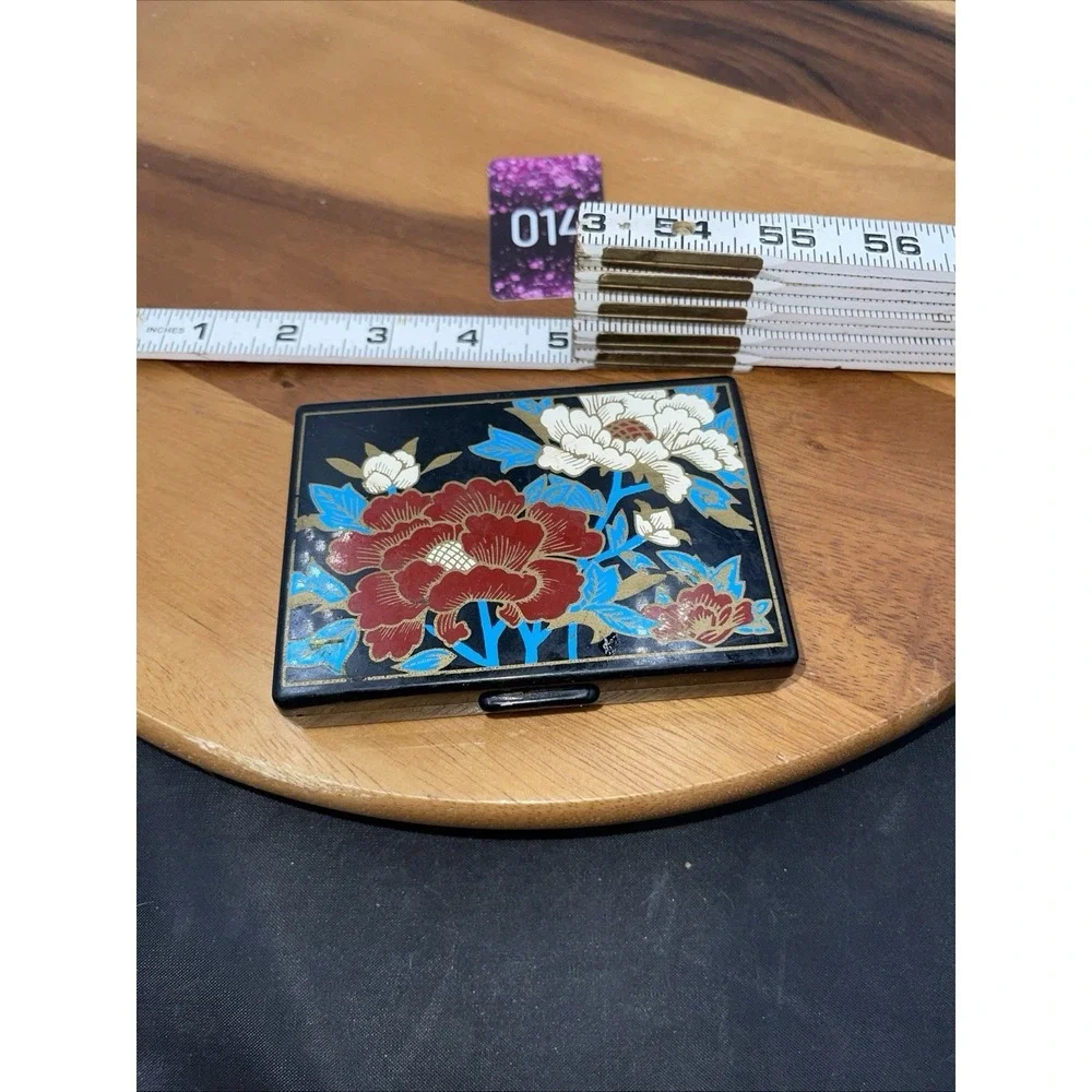 Vintage Pocket Vanity Mirror Compact‎ Tissue Holder Asian Floral